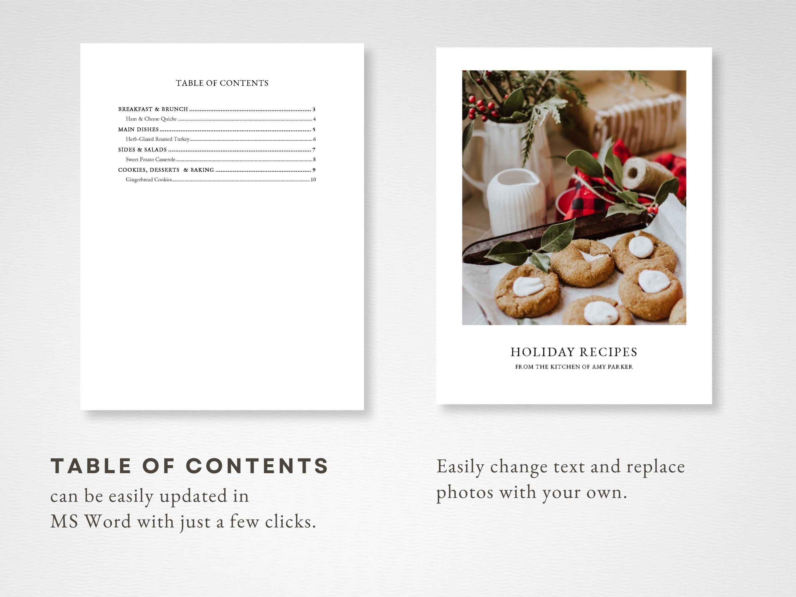 Recipe Book Template, Printable MS Word Template, Classic Style ...