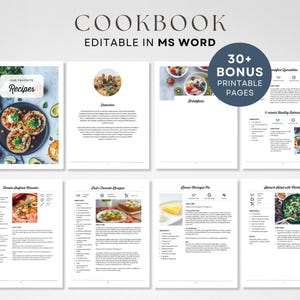Modèle de livre de recettes, livre de recettes modifiable dans Word, modèle de livre de recettes de recettes, modèle de recette pour Word, modèle de recette modifiable, imprimable