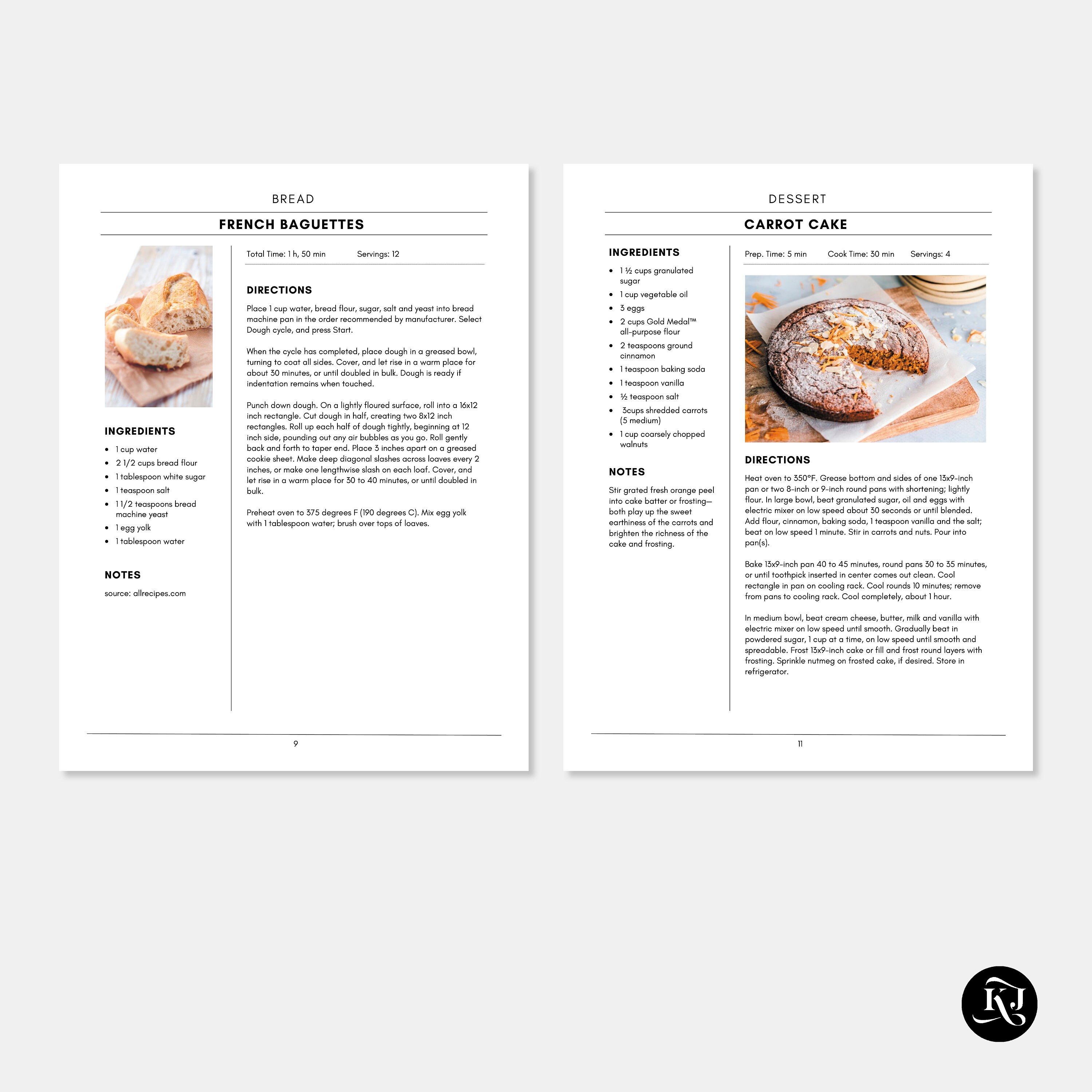 Printable Recipe Book Kit Editable Recipe Template for Word Etsy España