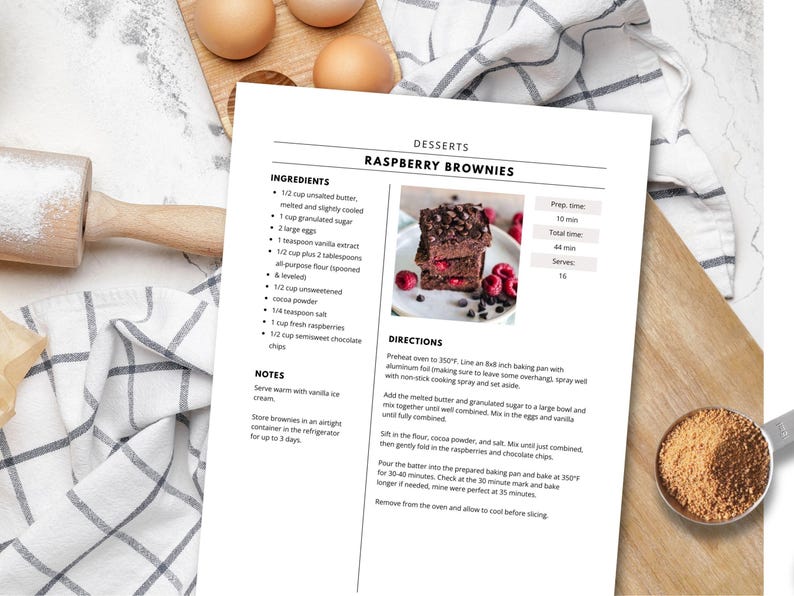 Modello di ricetta di 4 pagine, libro di ricette stampabile, modello di ricetta modificabile Word, Mac Pages, Google Docs, Canva, modello di libro di cucina pulito e semplice immagine 5