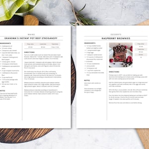 Modello di ricetta di 4 pagine, libro di ricette stampabile, modello di ricetta modificabile Word, Mac Pages, Google Docs, Canva, modello di libro di cucina pulito e semplice immagine 4