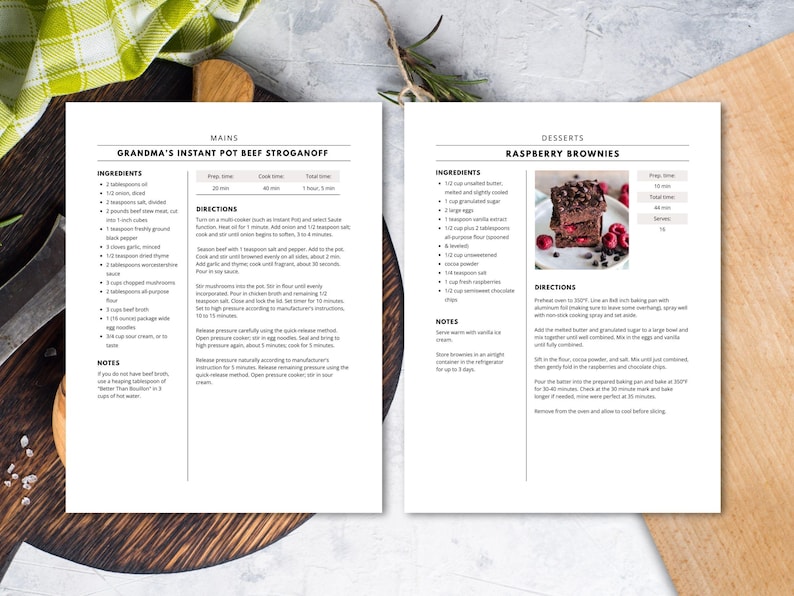 Modello di ricetta di 4 pagine, libro di ricette stampabile, modello di ricetta modificabile Word, Mac Pages, Google Docs, Canva, modello di libro di cucina pulito e semplice immagine 4