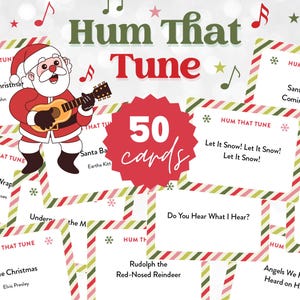 Juego Tararea esa melodía, Juego de adivinar la melodía navideña, Adivina la melodía navideña, Juego de música navideña para fiestas, Juego de villancicos navideños para imprimir