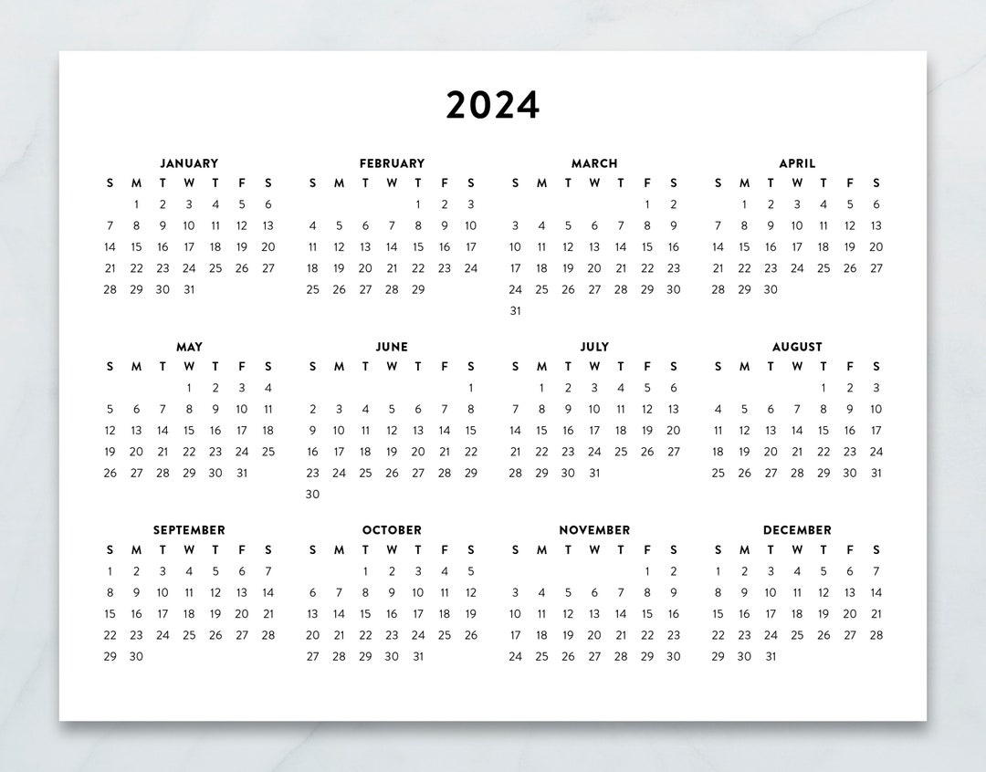 2024 Minimalist Letter Printable Calendar 2024 Simple Etsy Canada