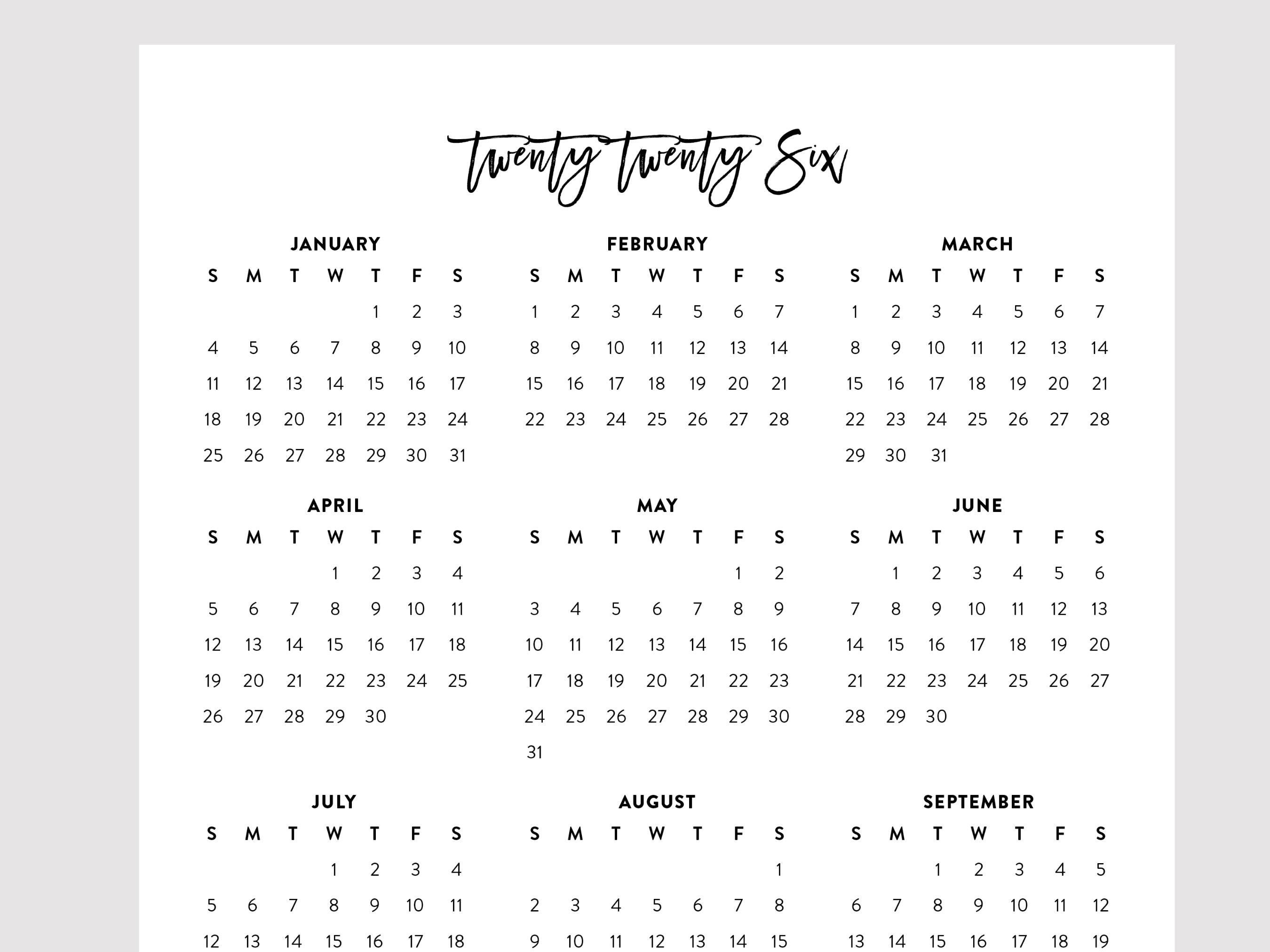 2026 Simple Desk Calendar, Printable Office Planner, 8.5x11 and A4