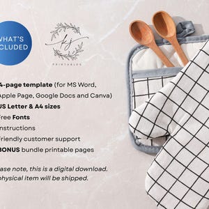 Modello di ricetta di 4 pagine, libro di ricette stampabile, modello di ricetta modificabile Word, Mac Pages, Google Docs, Canva, modello di libro di cucina pulito e semplice immagine 8