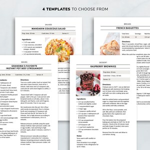 Half Letter Recipe Template Editable Recipe Pages Kitchen - Etsy Canada
