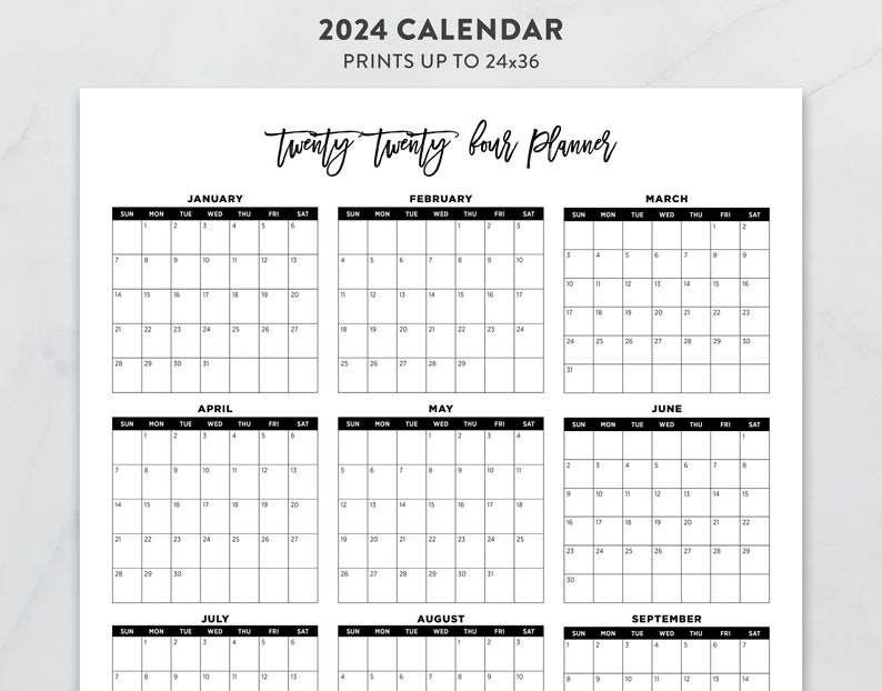 2024 Calendar 2024 Large Calendar 2024 Printable Wall Etsy UK