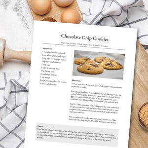 Modello di ricetta per MS Word, Google Docs, Mac Apple Pages, modello di ricettario modificabile, modello di ricetta classica, A4, lettera, modello Canva immagine 4