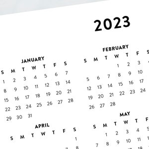 2023 Minimalist Letter Printable Calendar 2023 Simple image 3