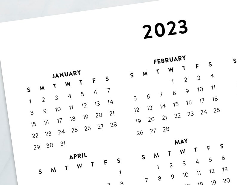 2023 Minimalist Letter Printable Calendar 2023 Simple image 3