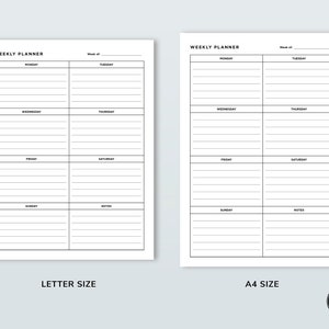 Weekly Planner Printable Page in US Letter and A4 Size, Simple Weekly ...