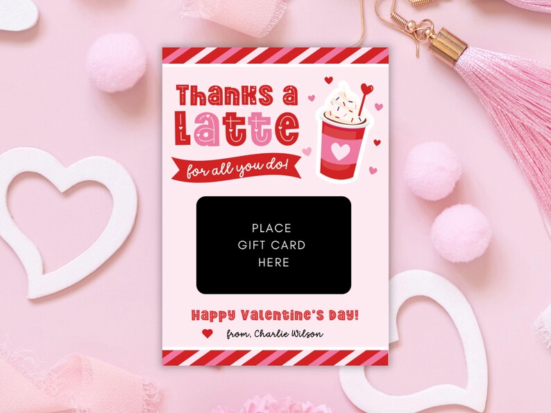 Thanks a Latte Gift Card Holder, Printable Coffee Gift Card Holder ...