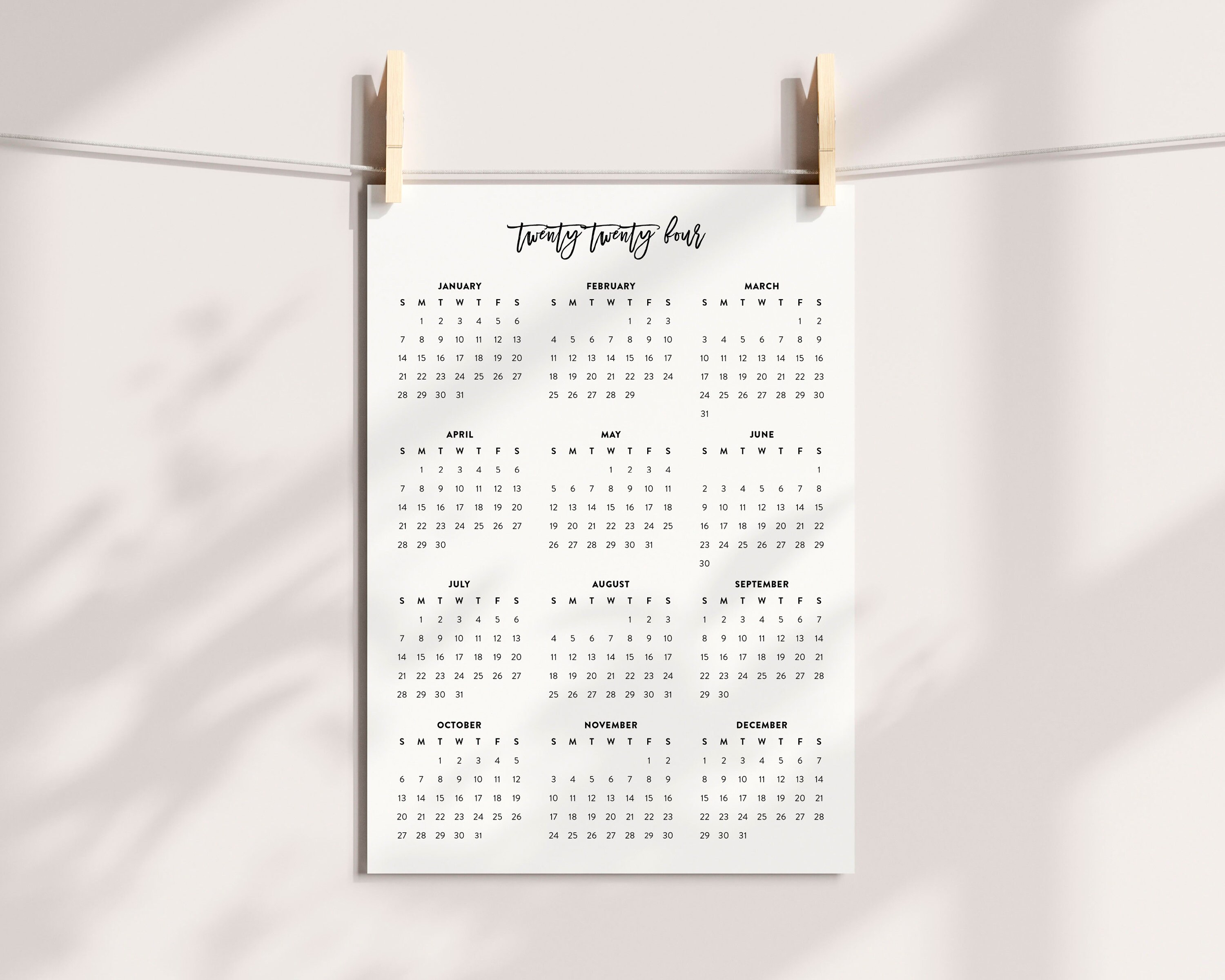 Druckbarer Kalender 2024 2024 Letter Planner 2024 Kalender - Etsy.de