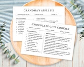 4x6 and 5x7 Recipe Card, Recipe Card Template, Word Template, Printable Recipe Cards, Editable Recipe Cards, Recipe Box Dividers, MS Word