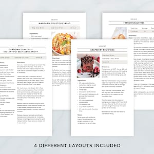 Half Letter Recipe Template, Editable Recipe Pages, Kitchen Mini Binder ...