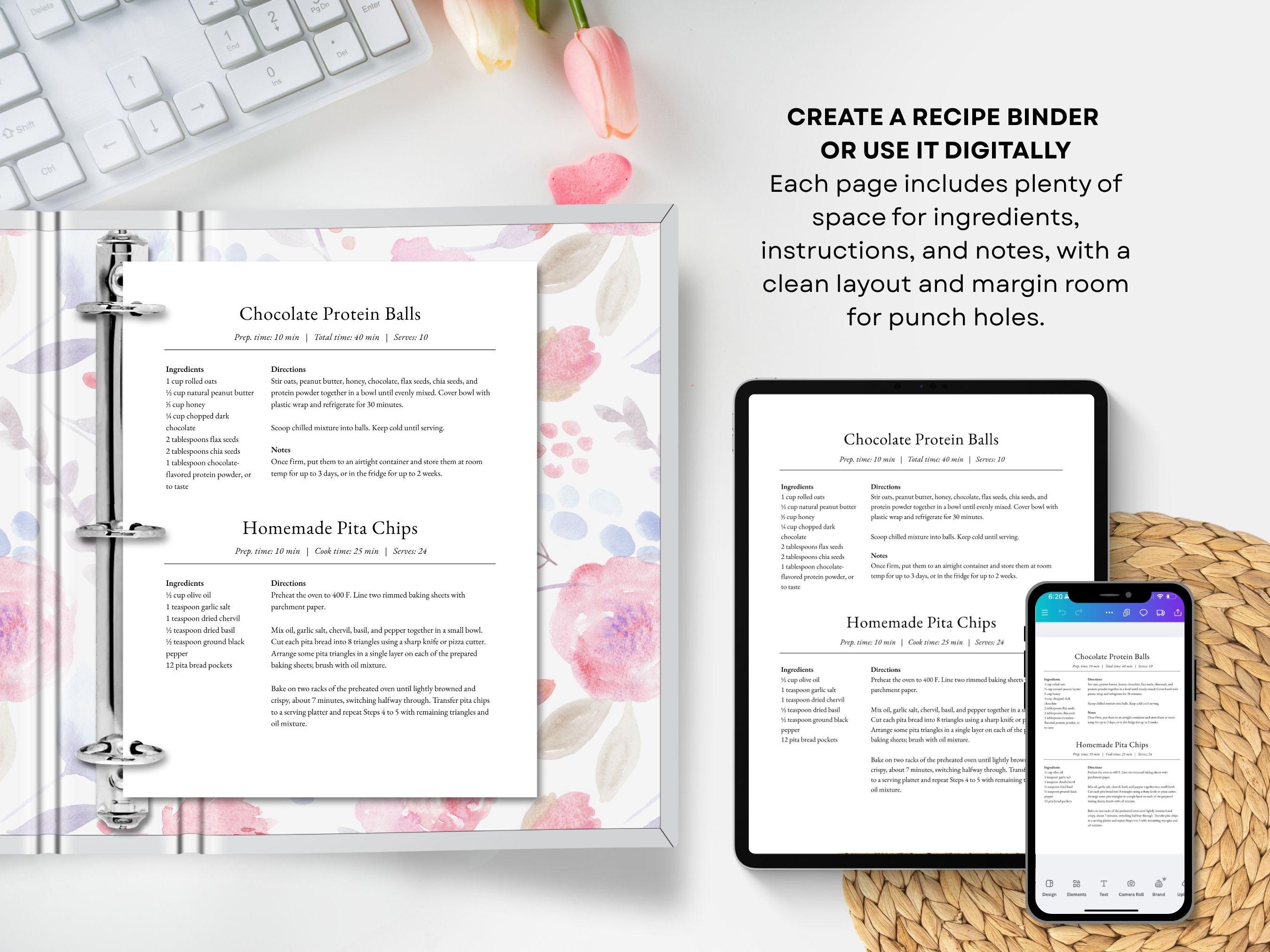 2 Recipes per Page Template, Short Recipe Template, MS Word Template ...