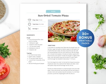 Receptmall, utskrivbar receptsida, redigerbar receptbok, Apple Pages, Google Dokument, MS Word, Canva-receptmall, kokbokssida