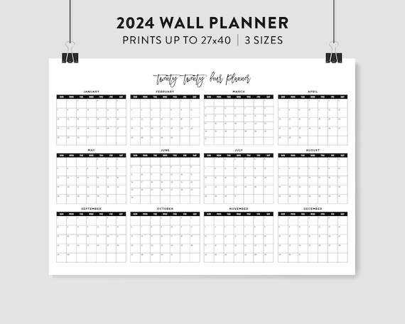 2024 Horizontal Calendar, 2024 Large Wall Calendar, 2024 Printable Calendar  Landscape, 2024 Planner, Printable Calendar, Office Planner - Etsy