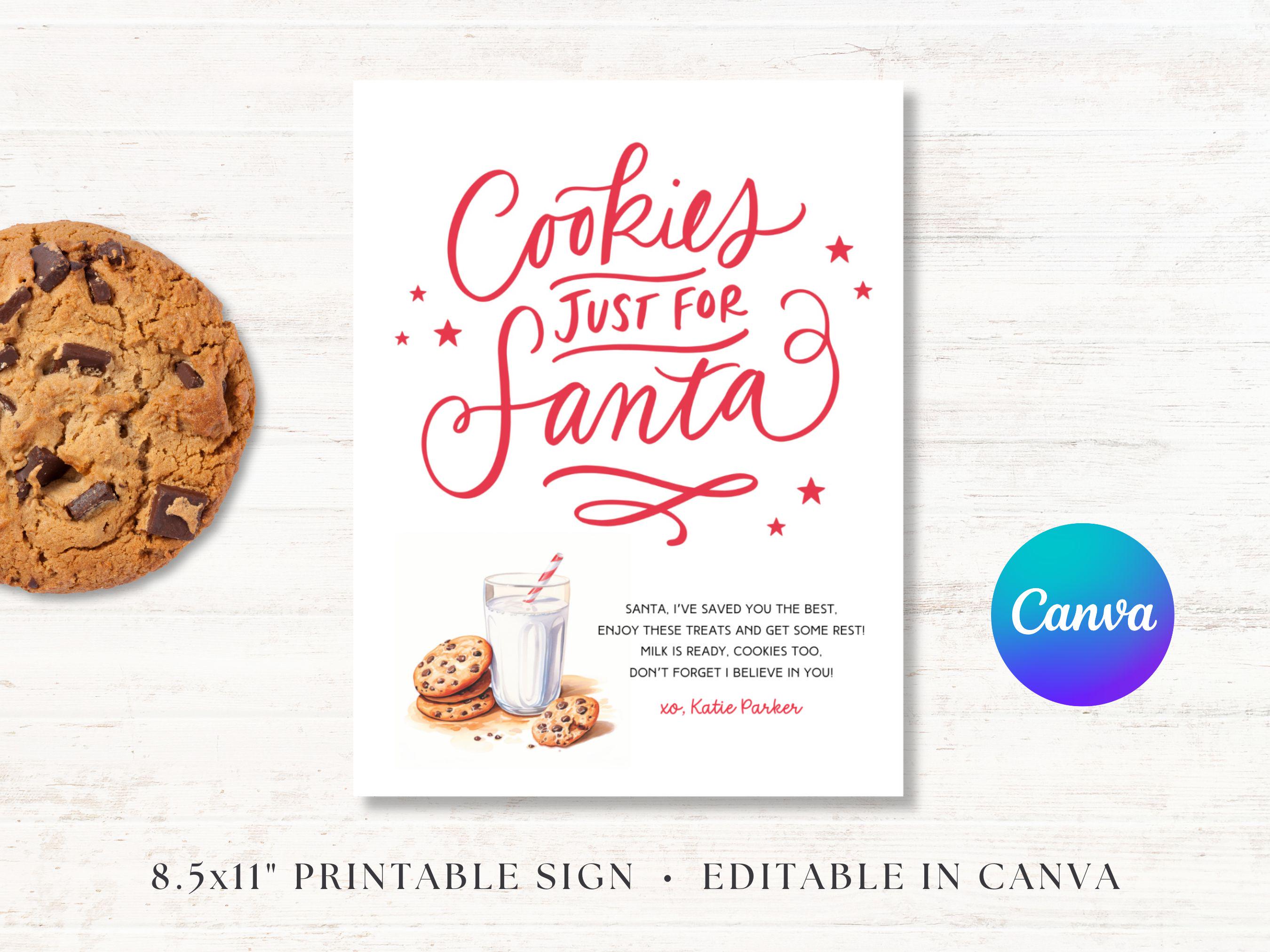 Cookes and Milk for Santa Printable Sign, Christmas Santa Decor ...