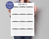 2026 Printable Calendar, Large Wall Calendar, 12 Month Office Planner, Sunday and Monday Start