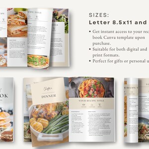 Peut inclure: Un mod&egrave;le de livre de cuisine num&eacute;rique avec un fond blanc et un design minimaliste. La couverture pr&eacute;sente une photo d'une pile de cr&ecirc;pes avec des myrtilles et un titre qui se lit "The Kingston's Family Cookbook Recipes Made With Love". Le mod&egrave;le est disponible en format Letter 8.5x11 et A4.