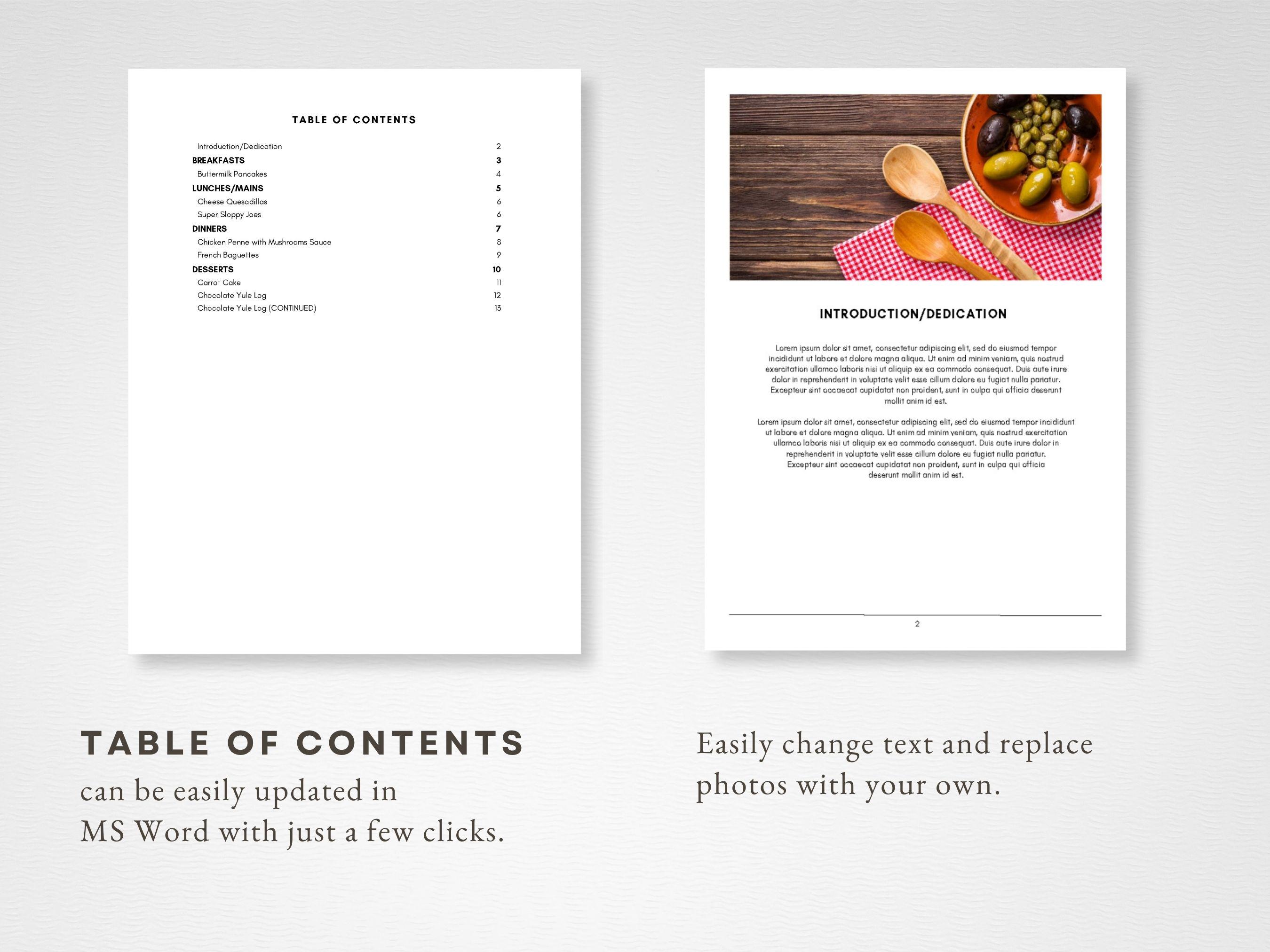 Editable MS Word Template, Printable Recipe Binder Kit, Instant ...