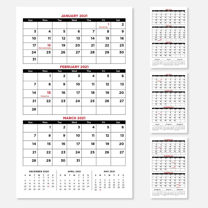 2021-quarterly-calendar-with-holidays-11x14-printable-etsy
