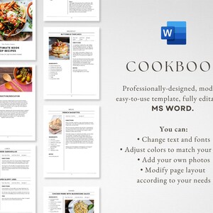 Editable MS Word Template, Printable Recipe Binder Kit, Instant ...