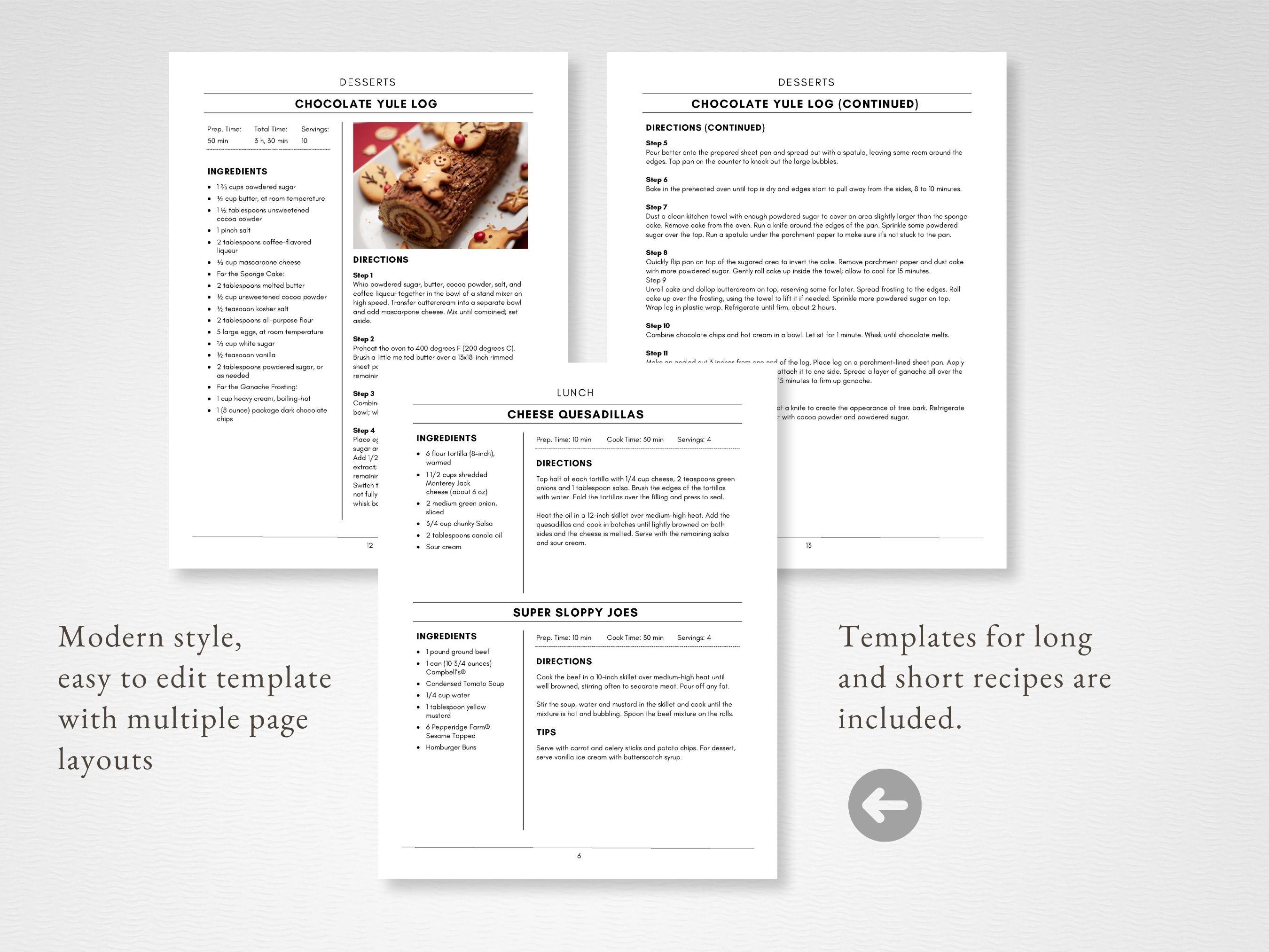 Editable MS Word Template, Printable Recipe Binder Kit, Instant ...