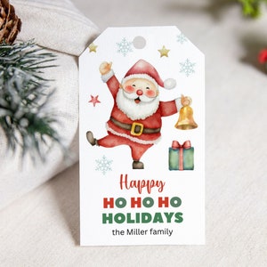 Printable Santa Christmas Gift Tag, Editable Holiday Tag, Cute Santa DIY Christmas Tag, Instant Download, Santa Tag, Gift Wrapping, Canva