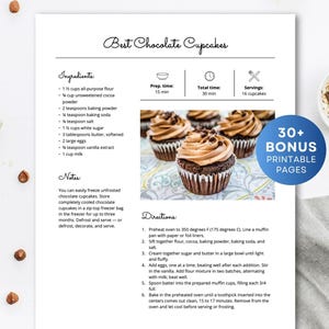 Bearbeitbare Rezeptvorlage in MS Word, Canva, Apple Pages, druckbares Rezept Kochbuch, Rezeptseite für digitalen Download, Rezeptordner Vorlage