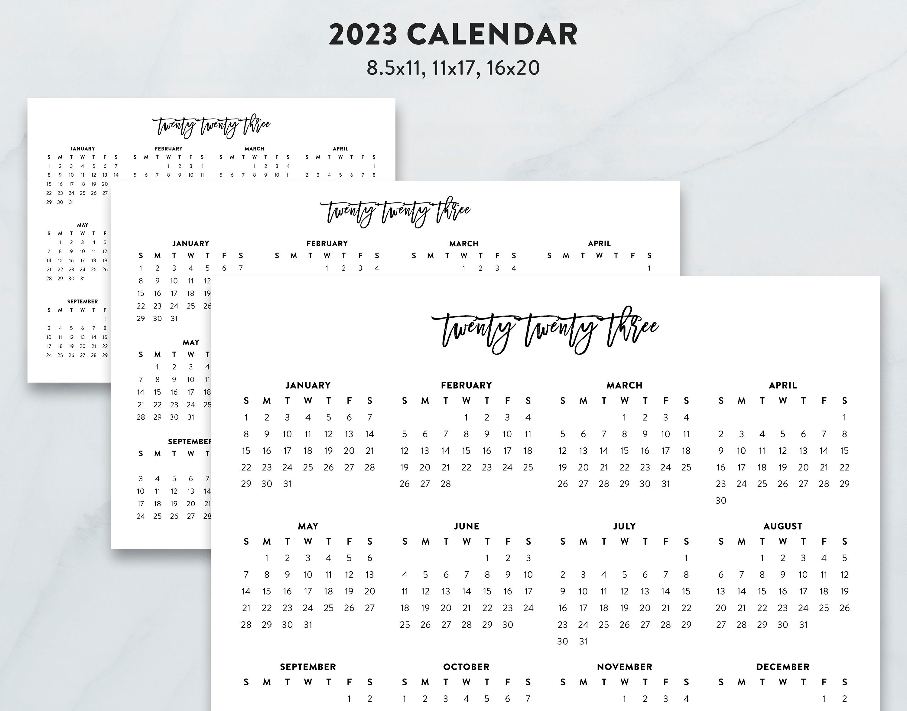 2023 Calendar Etsy 2023 Printable Minimalist Calendar 2023 Printable Calendar Etsy India