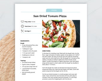 Recipe Template, Printable Recipe Page, Editable Recipe Template, Apple Pages, Google Docs and MS Word Recipe Book Template, Cookbook Page