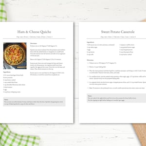 Modello di ricetta per MS Word, Google Docs, Mac Apple Pages, modello di ricettario modificabile, modello di ricetta classica, A4, lettera, modello Canva immagine 2