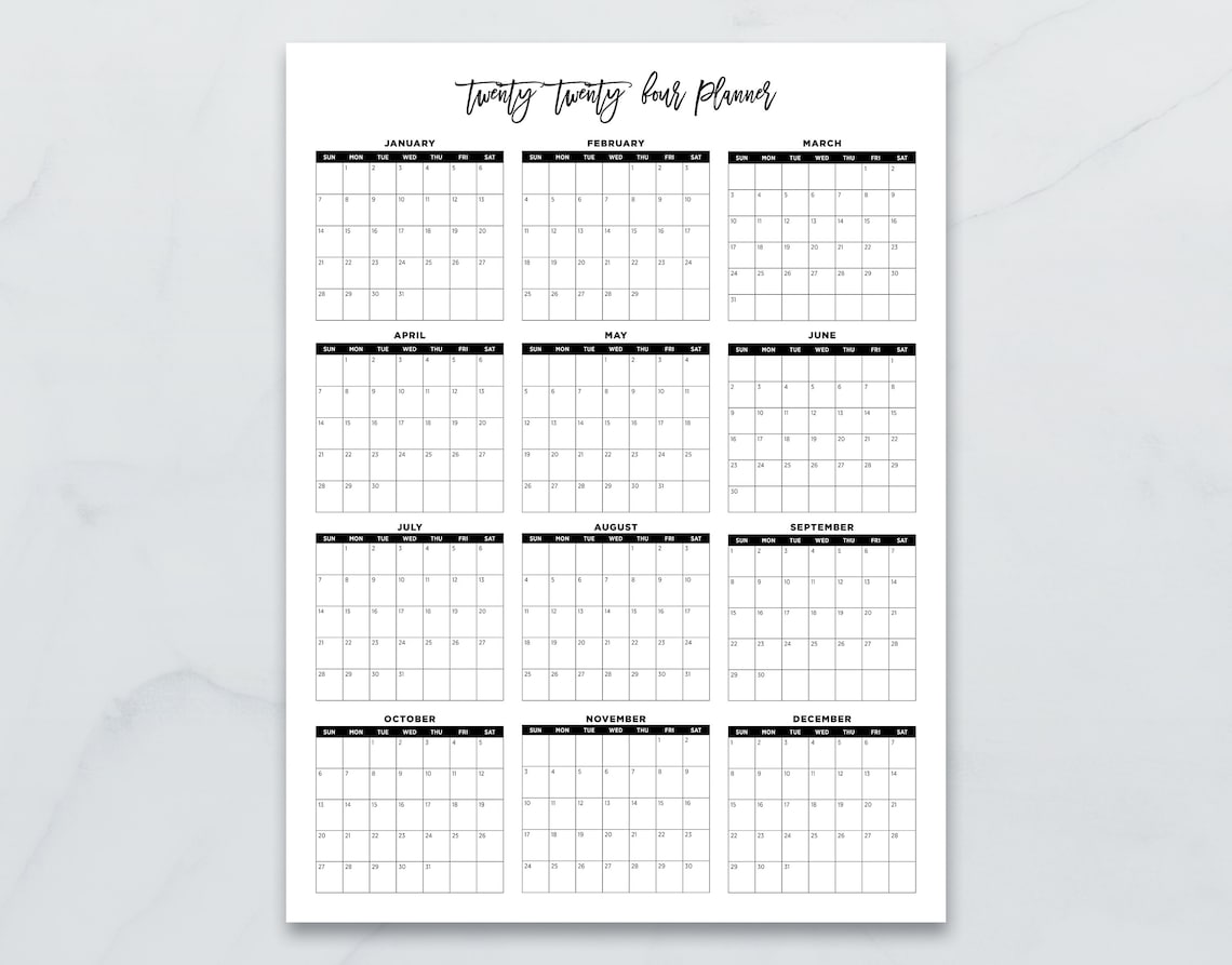 Printable 2024 wall calendar digital pdf instant download etsy