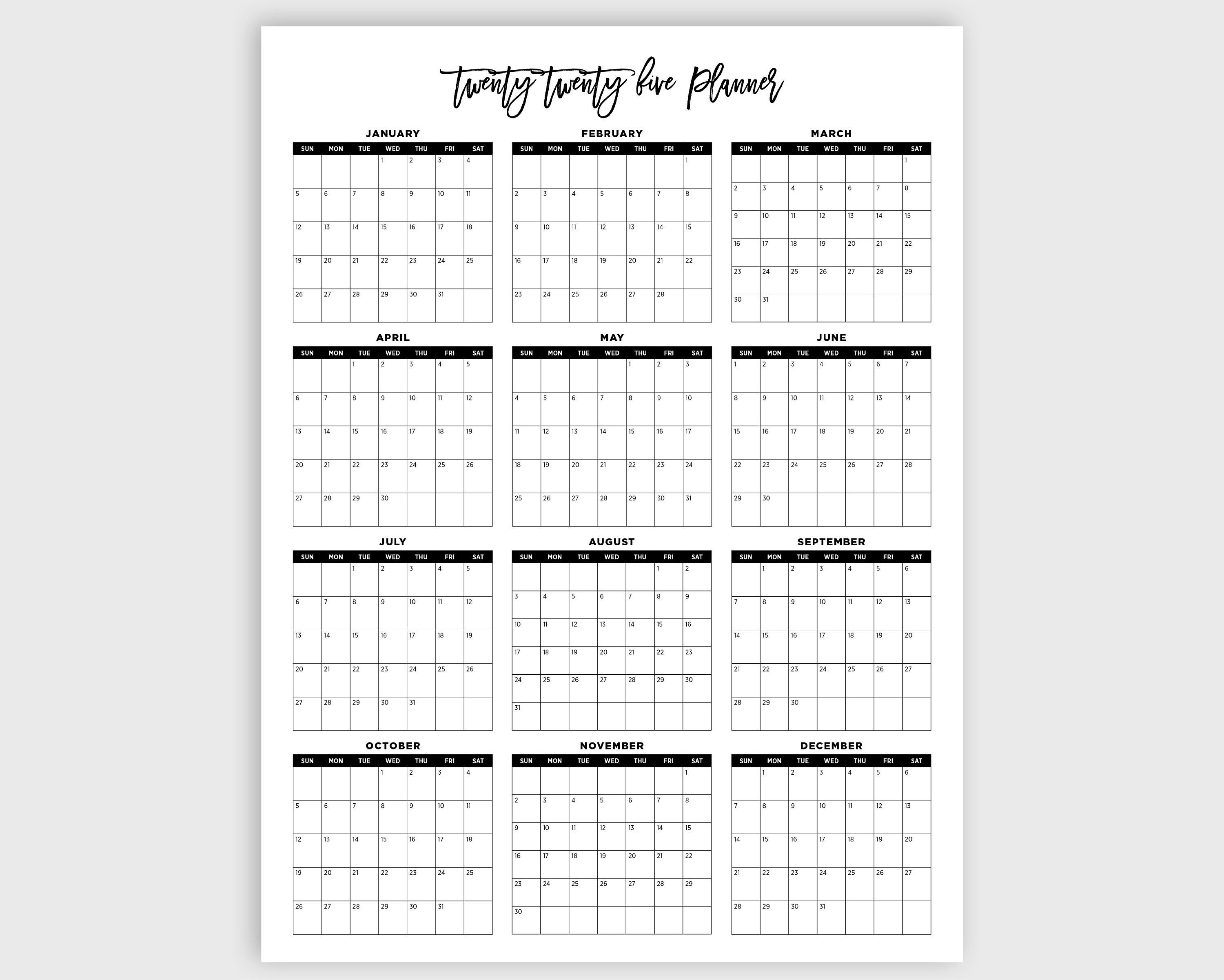 2025 Calendar, 2025 Printable Large Wall Calendar, 2025 Planner, Big