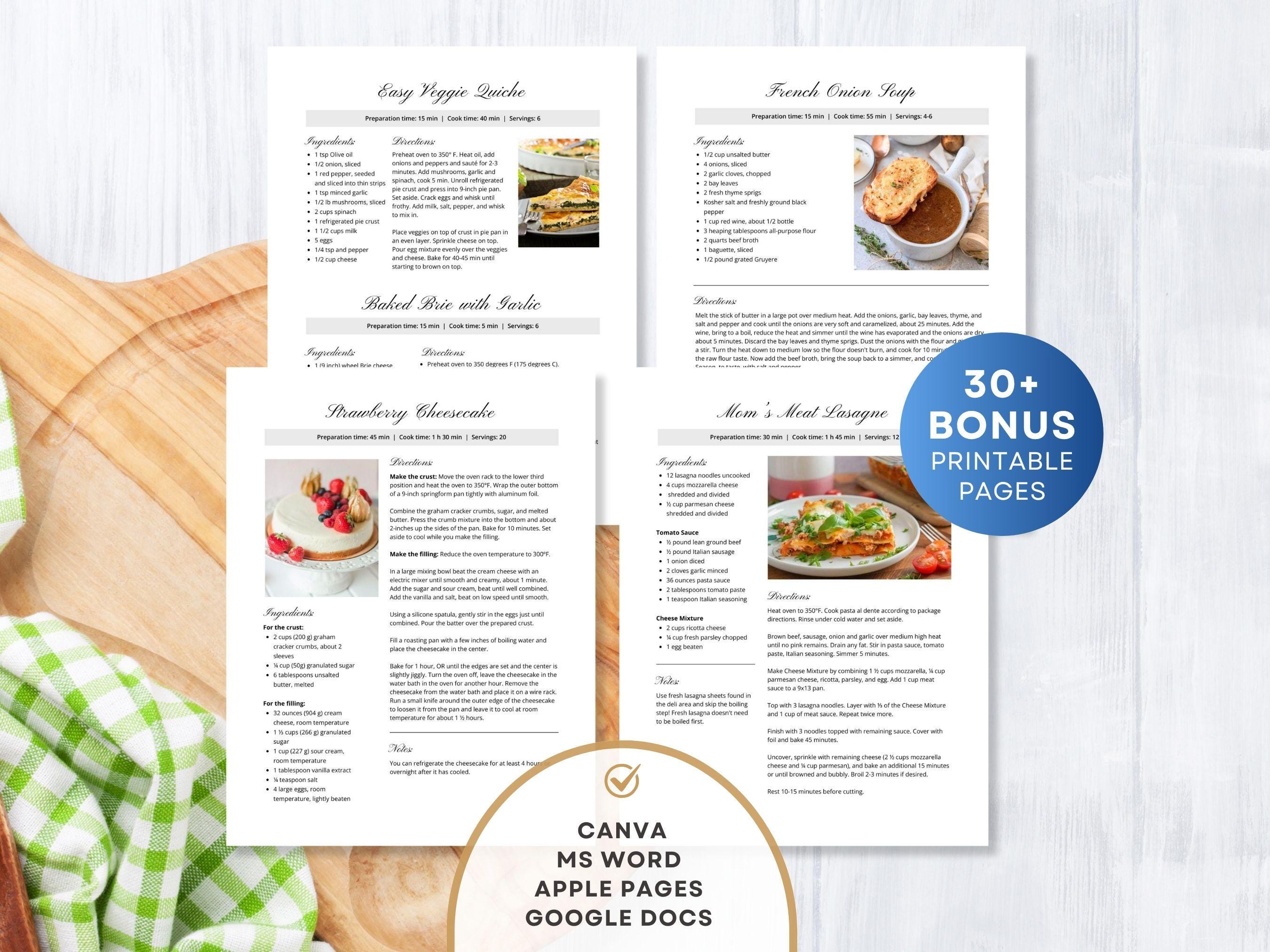 Plantilla De Página De Recetas Para Word Plantillas Para Recetario De