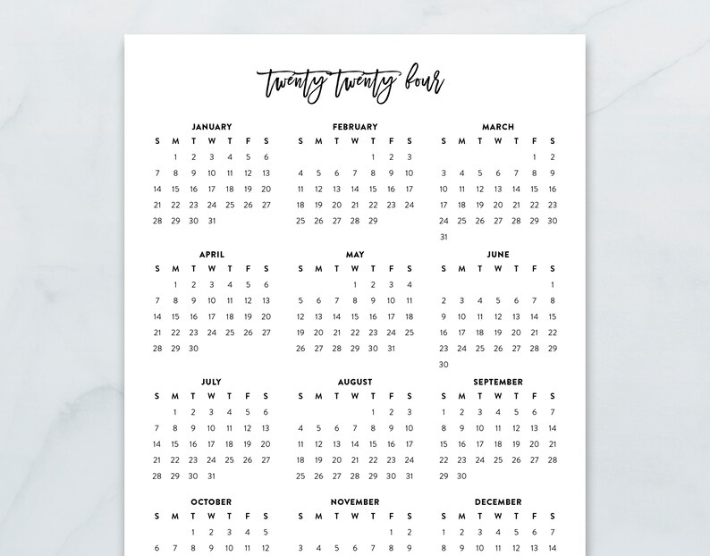 2024 Script Printable Calendar 2024 Letter Planner 2024 Etsy Canada