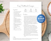 MS Word Recipe Template, Printable Recipe Cookbook, Editable Recipe Page, Apple Pages, Google Docs, Canva Recipe Template, Instant Download