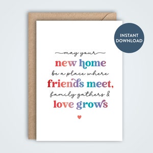 Nieuwe thuiskaart, Inwijdingsfeest, gefeliciteerd met het nieuwe huis, afdrukbare thuiskaart, typografische kaart, DIY, digitale kaart, 5x7