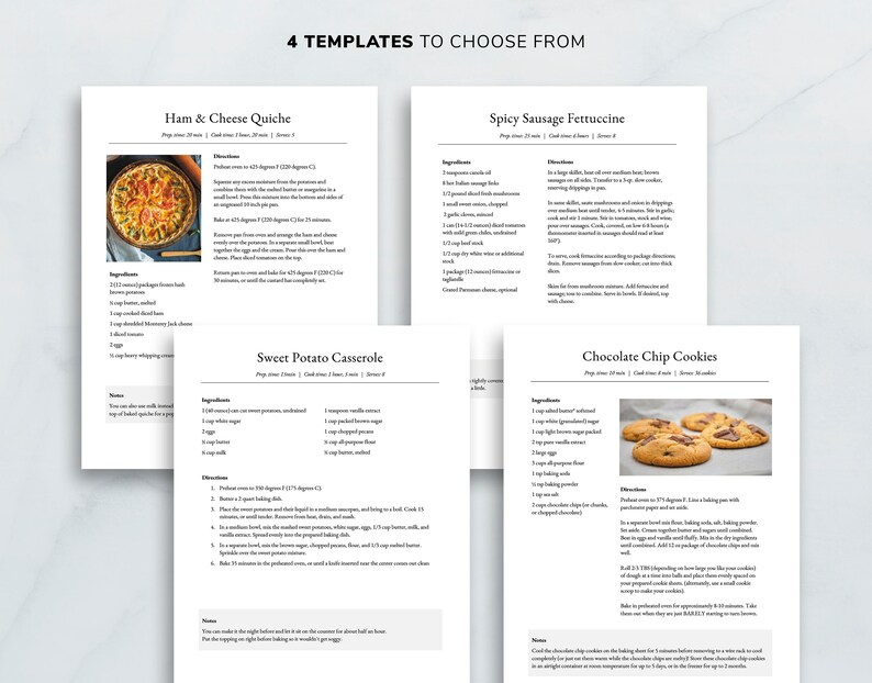 Recipe Template Google Docs Template Editable Recipe Etsy