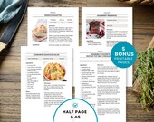 Half Letter and A5 Recipe Template, 4 Page Cookbook Template, Editable Recipe Pages, Kitchen Mini Binder, MS Word Recipe Book, Apple Pages