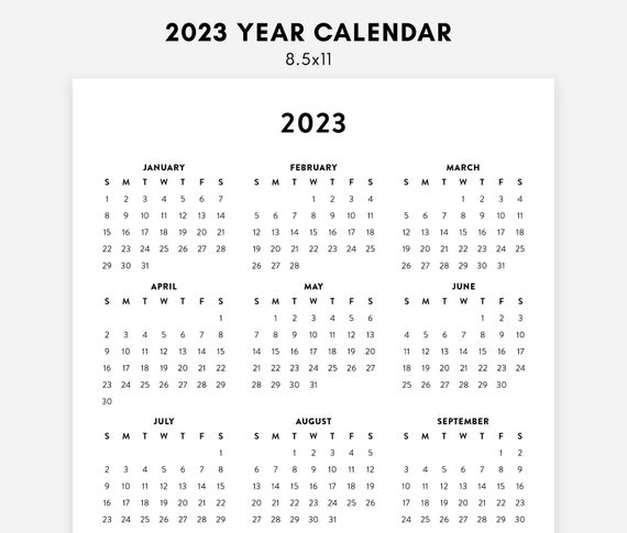 2023 19 Calendar 2023 Minimalist Letter Printable Calendar 2023 Simple | Etsy Australia