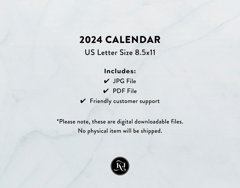 2024 Minimalist Letter Printable Calendar 2024 Simple Etsy Canada