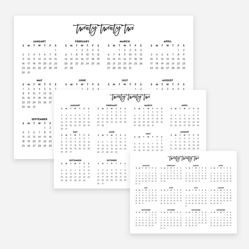 2022 Printable Calendar 2022 Landscape Calendar 2022 Wall Etsy Canada