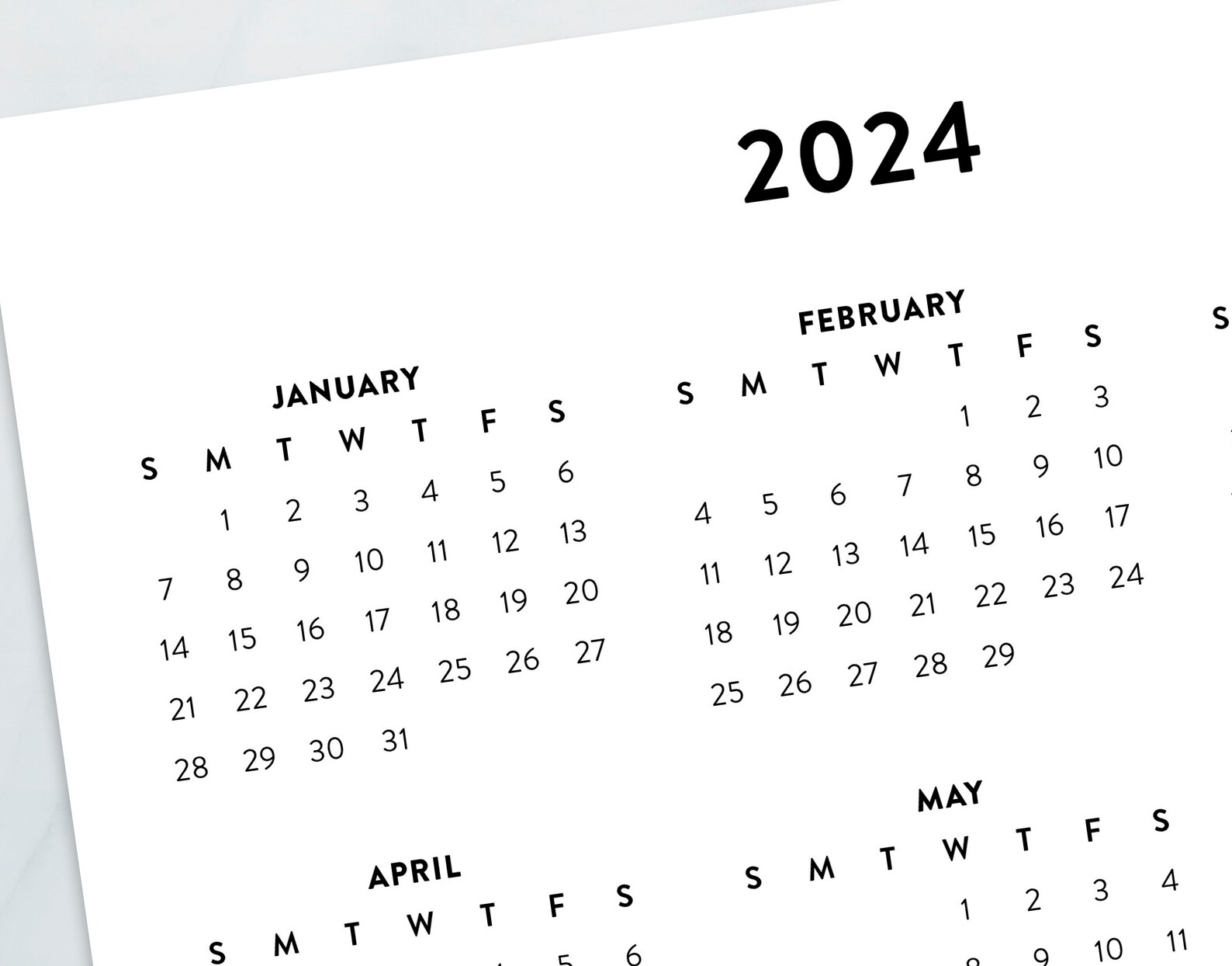 2024 Minimalist Letter Printable Calendar 2024 Simple Etsy Canada