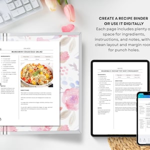 Modello di ricetta di 4 pagine, libro di ricette stampabile, modello di ricetta modificabile Word, Mac Pages, Google Docs, Canva, modello di libro di cucina pulito e semplice immagine 6