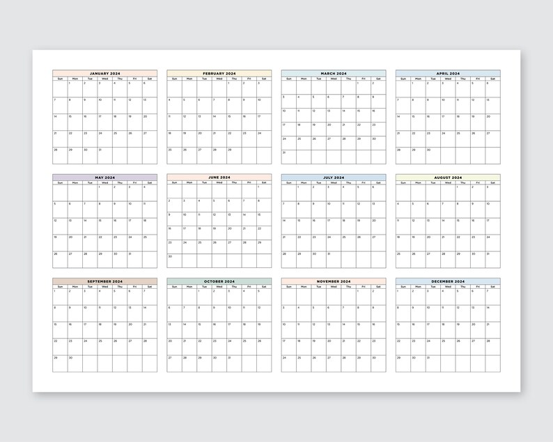 2024 wall calendar 2024 large printable calendar 2024 pastel etsy hong kong