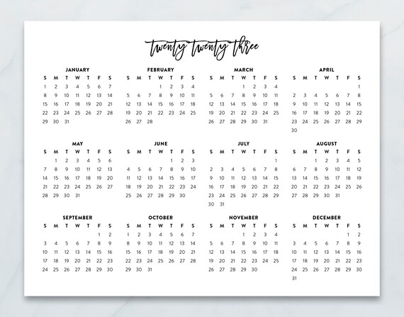 2023 Minimalist Printable Calendar 2023 Planner 2023 - Etsy